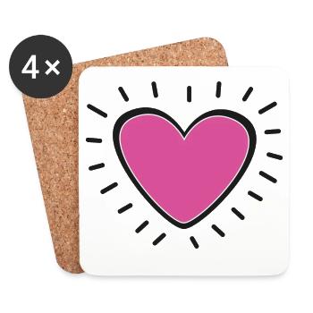Pink Heart Burst Logo - Dessous de verre (lot de 4) - blanc - Devant