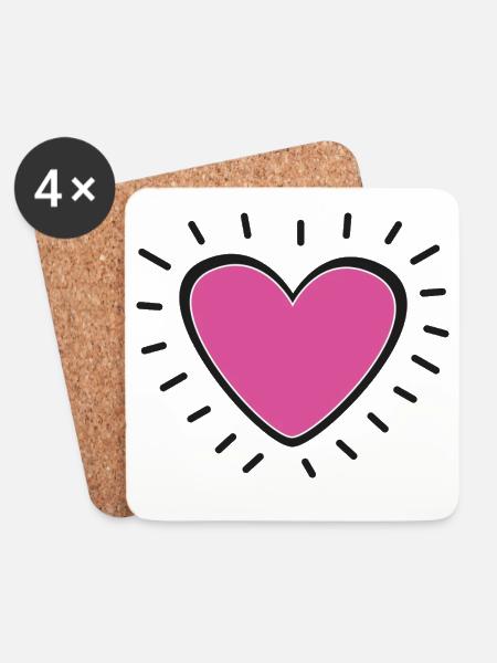 Pink Heart Burst Logo - Untersetzer (4er-Set) - Weiß