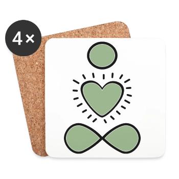 Mint Heart Infinity Emblem - Coasters (set of 4) - white - Front