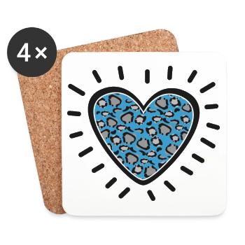 Leopard Heart Burst - Coasters (set of 4) - white - Front