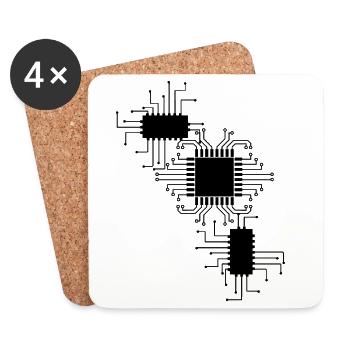 elektriker Elektrik Elektronik Beruf Spannung CPU - Untersetzer (4er-Set) - Weiß - Vorne