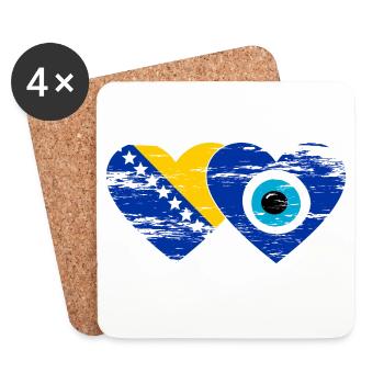Bosnien Nazarperle Flagge used - Untersetzer (4er-Set) - Weiß - Vorne