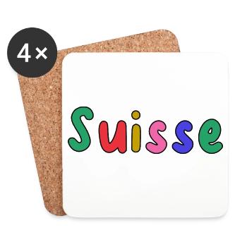 SUISSE. PAYS. GENEVE. HUMOUR. DRAPEAU - Dessous de verre (lot de 4) - blanc - Devant