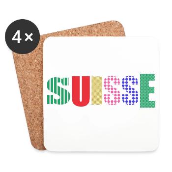 SUISSE - Dessous de verre (lot de 4) - blanc - Devant