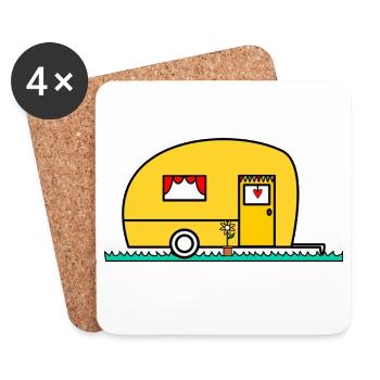 WOHNWAGEN. VAN. VAN. CAMPING CAR. - CAMPING. - ICH WAR HIER. - HUMOR. - Untersetzer (4er-Set) - Weiß - Vorne