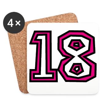 18. 18 YEARS OLD. 18th ANNIVERSARY. BIRTHDAY 18 YEARS. - Coasters (set of 4) - white - Front