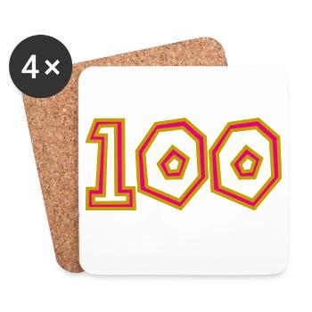 100. 100 YEARS. 100th ANNIVERSARY. BIRTHDAY 100 - Coasters (set of 4) - white - Front