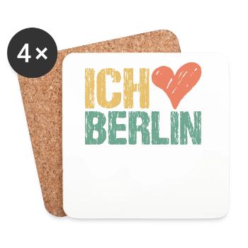 Ich liebe Berlin Vintage Herz | Retro Hauptstadt - Untersetzer (4er-Set) - Weiß - Vorne