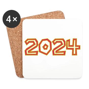 2024. YEAR. HAPPY NEW YEAR. NEW YEAR'S EVE - Coasters (set of 4) - white - Front