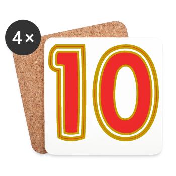 10. 10 YEARS. 10th ANNIVERSARY. 10 YEAR ANNIVERSARY. - Coasters (set of 4) - white - Front