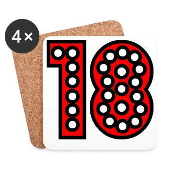 18. 18 YEARS OLD. 18th ANNIVERSARY. 18 BIRTHDAY. - Coasters (set of 4) - white - Front