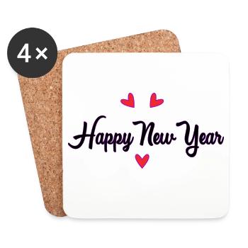 BONNE ANNEE. SAINT SYLVESTRE. MEILLEURS VOEUX - Dessous de verre (lot de 4) - blanc - Devant