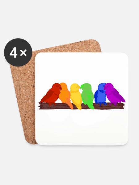 Regenbogen der Vögel - Untersetzer (4er-Set) - Weiß