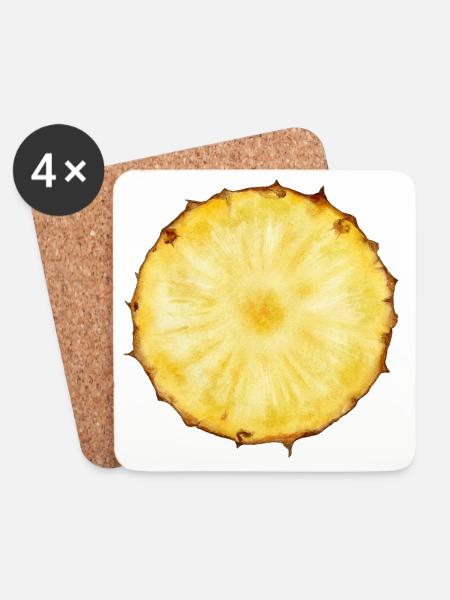 Ananas - Untersetzer (4er-Set) - Weiß