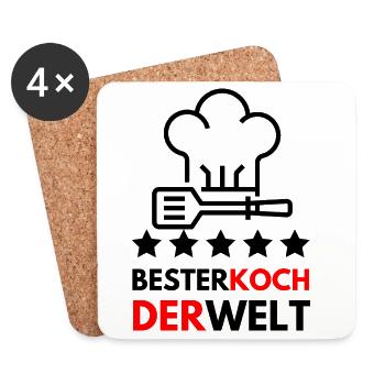 Der beste Koch der Welt - Geschenk - Untersetzer (4er-Set) - Weiß - Vorne