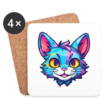 Pixie Bob Katze Rasse Aquarell Cartoon Kawaii Haustier - Untersetzer (4er-Set) - Weiß - Vorne