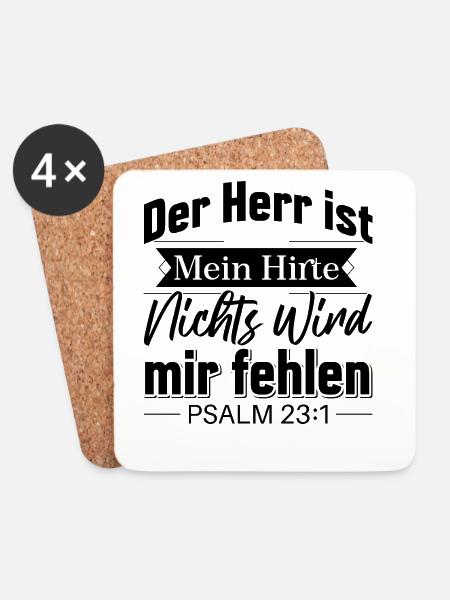Psalm 23 [Die Bibel]: Der Herr ist mein Hirte - Untersetzer (4er-Set) - Weiß