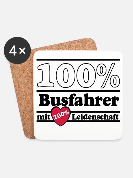 Busfahrer Bus Omnibus Kraftfahrer 100% 200% (25) - Untersetzer (4er-Set) - Weiß