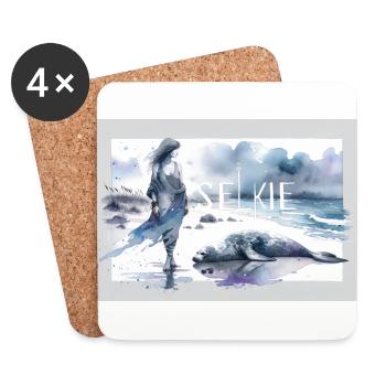 Selkie am Strand - Untersetzer (4er-Set) - Weiß - Vorne