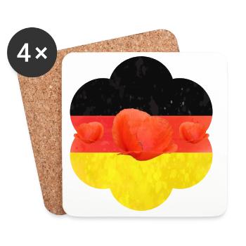 Deutschland Mohnblume - Untersetzer (4er-Set) - Weiß - Vorne
