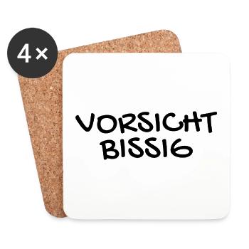 Vorsicht Bissig Mundschutz Nasenschutz - Untersetzer (4er-Set) - Weiß - Vorne