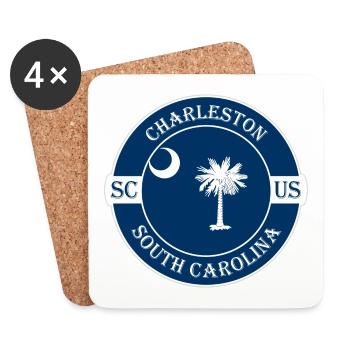 Charleston South Carolina Flagge USA Reise Souvenir - Untersetzer (4er-Set) - Weiß - Vorne