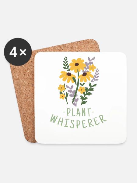 Blumen Pflanzen - Untersetzer (4er-Set) - Weiß