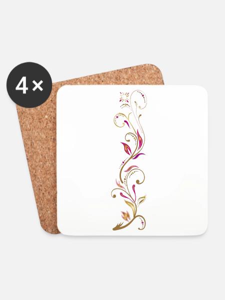 Ranke, Ornament - Untersetzer (4er-Set) - Weiß