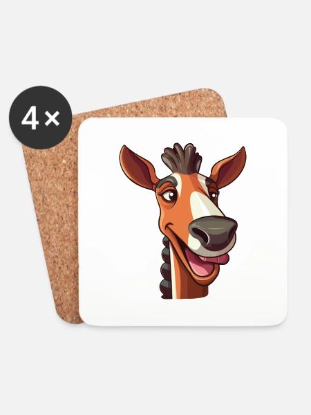 okapi Karikatur Kawaii Aquarell Illustration - Untersetzer (4er-Set) - Weiß