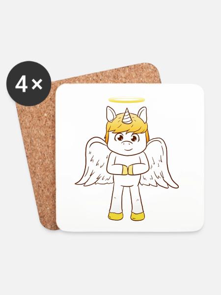 Unicorn Angel - Untersetzer (4er-Set) - Weiß