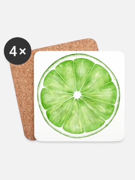 Limette - Untersetzer (4er-Set) - Weiß