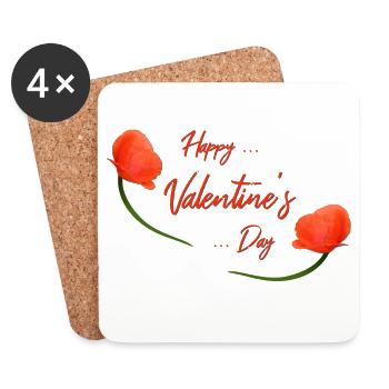 valentines day poppy - Untersetzer (4er-Set) - Weiß - Vorne