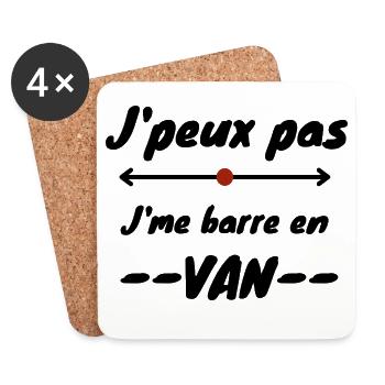Design "I can't I bar't myself in van" - Untersetzer (4er-Set) - Weiß - Vorne
