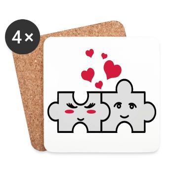 Puzzle-Paar - Untersetzer (4er-Set) - Weiß - Vorne