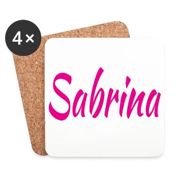 Sabrina Schriftzug Pink - Untersetzer (4er-Set) - Weiß - Vorne