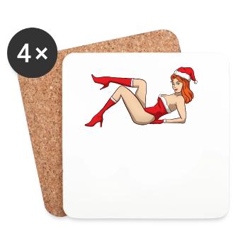 Sexy Christmas Pin Up Girl - Untersetzer (4er-Set) - Weiß - Vorne