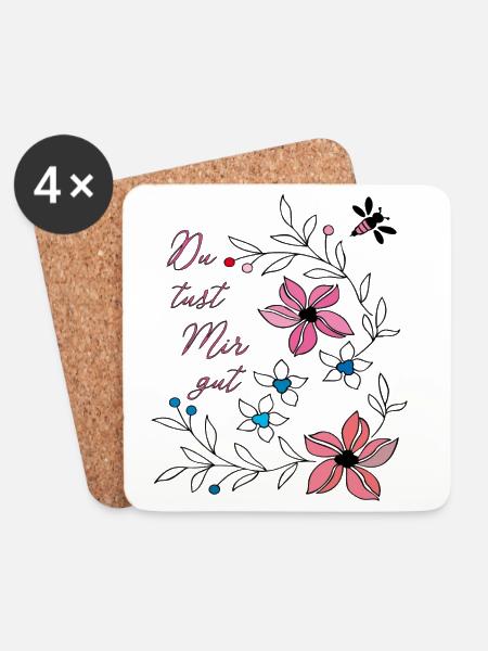 du tust mir gut, Blumenranke - Untersetzer (4er-Set) - Weiß
