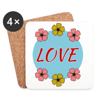 LIEBE. VALENTINSTAG. ICH LIEBE DICH. ICH LIEBE DICH. LIEBE - Untersetzer (4er-Set) - Weiß - Vorne