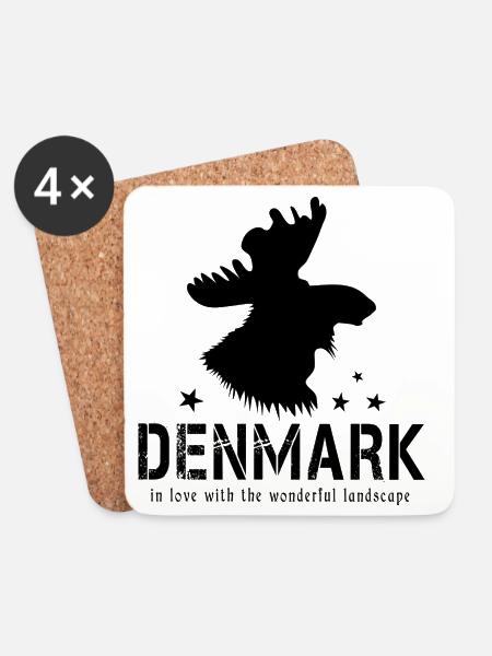 Dänemark Danmark Elch - Untersetzer (4er-Set) - Weiß