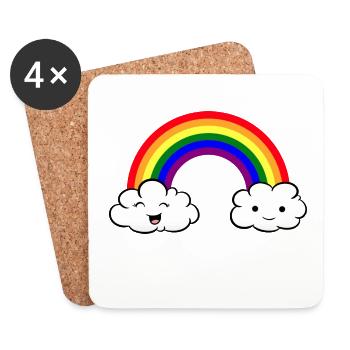LGBT Rainbow - Untersetzer (4er-Set) - Weiß - Vorne