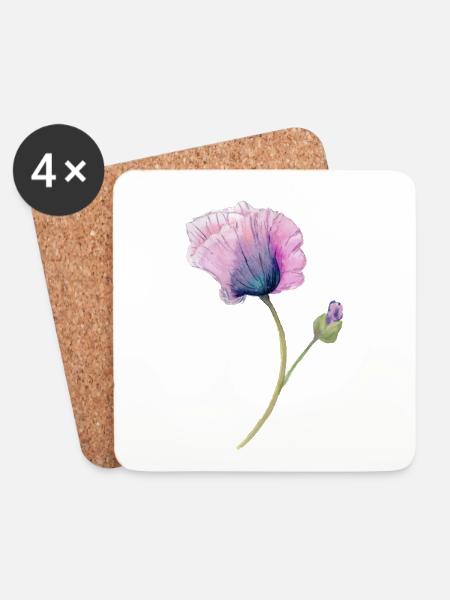 Blume - Untersetzer (4er-Set) - Weiß