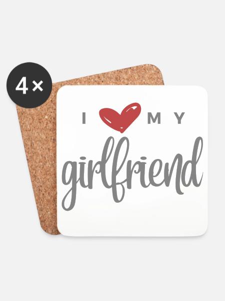 I Love My Girlfriend - Untersetzer (4er-Set) - Weiß