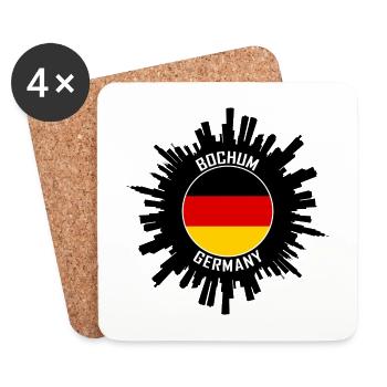 Bochum Skyline Deutschland Flagge Reise Souvenir - Untersetzer (4er-Set) - Weiß - Vorne