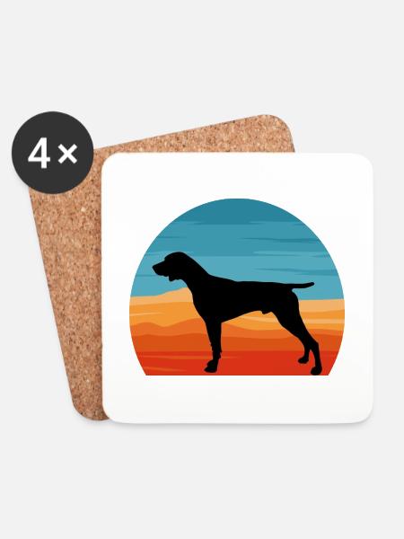 Deutsch Kurzhaar Pointer Hund Silhouette Retro - Untersetzer (4er-Set) - Weiß