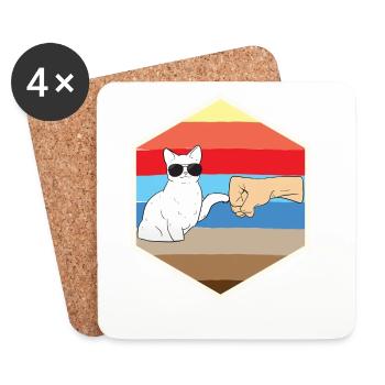 Katzenfreund Katzenliebhaber Cool Katze - Untersetzer (4er-Set) - Weiß - Vorne