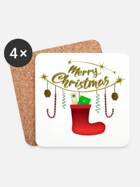 Merry Christmas - Untersetzer (4er-Set) - Weiß
