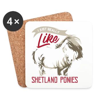 Wuscheliges Shetlandpony Minipony - Untersetzer (4er-Set) - Weiß - Vorne