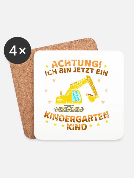 Kindergartenkind Bagger Jungen - Untersetzer (4er-Set) - Weiß