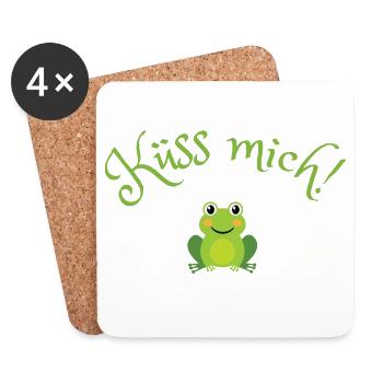 Küss mich | Froschkönig | Märchen - Untersetzer (4er-Set) - Weiß - Vorne