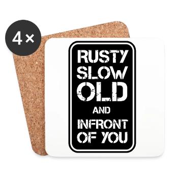 Rusty Slow but Infront - Untersetzer (4er-Set) - Weiß - Vorne